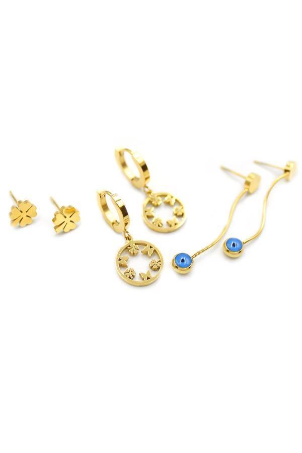 6'lı Yonca Küpe - Altın - Image 1