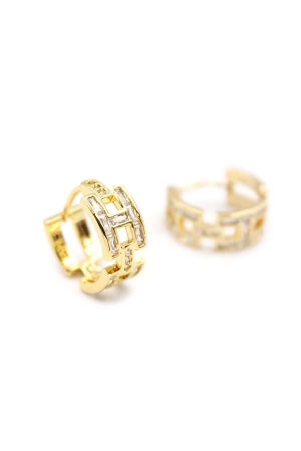 H Taşlı Küpe - Altın - Image 1