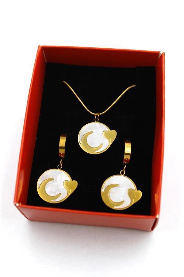 Hilal Kalp Set Kolye - Altın - Image 1