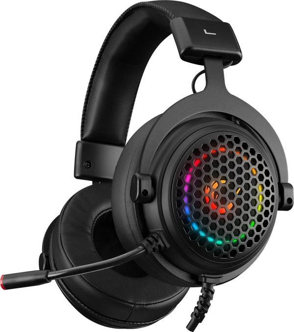 RAMPAGE MAJESTY Siyah RGB Led 7.1 Surround Sound System Gaming Mikrofonlu Oyuncu Kulaklığı - Image 1