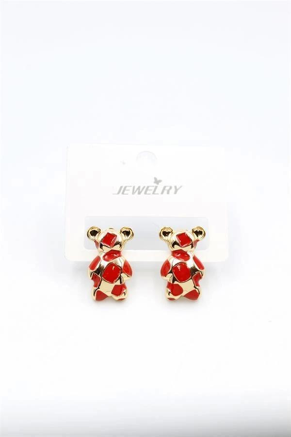 Mineli Ayıcık Küpe - Kırmızı - Image 1