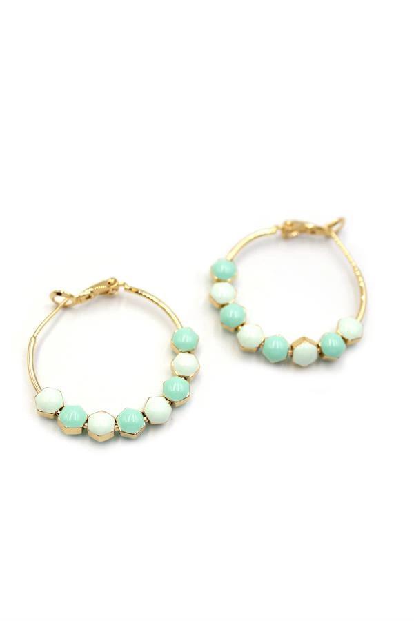 Mineli Halka Küpe - Turkuaz - Image 1