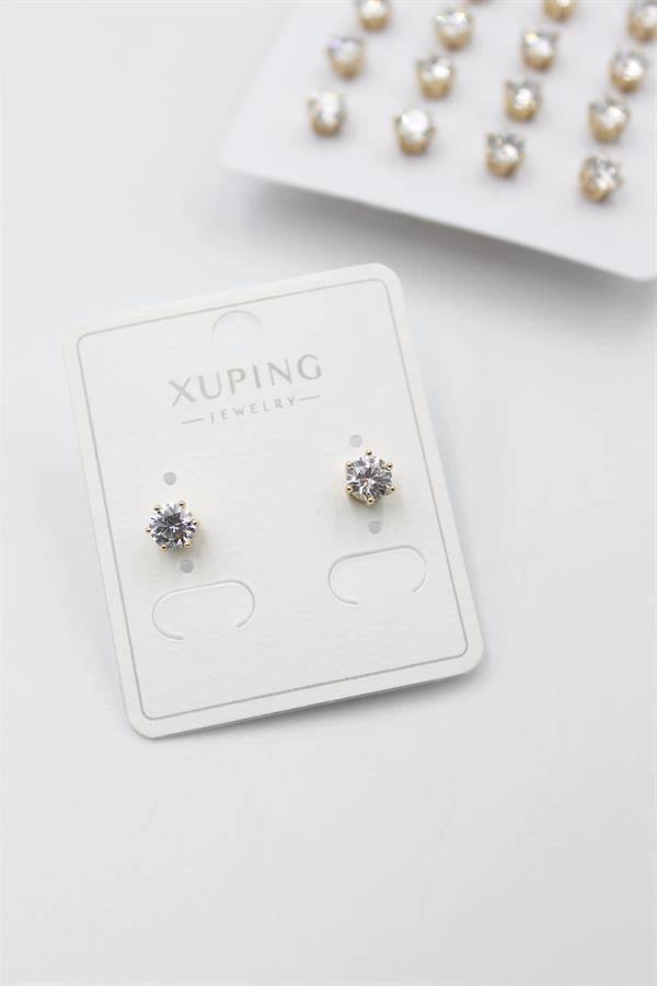 Orta Boy Zirkon Taşlı Tektaş  Küpe - Altın - Image 1