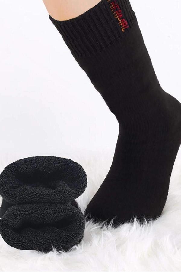 Siyah Termal Kalın Kışlık Havlu Çorap Erkek Kadın Unisex Pamuk - Image 1