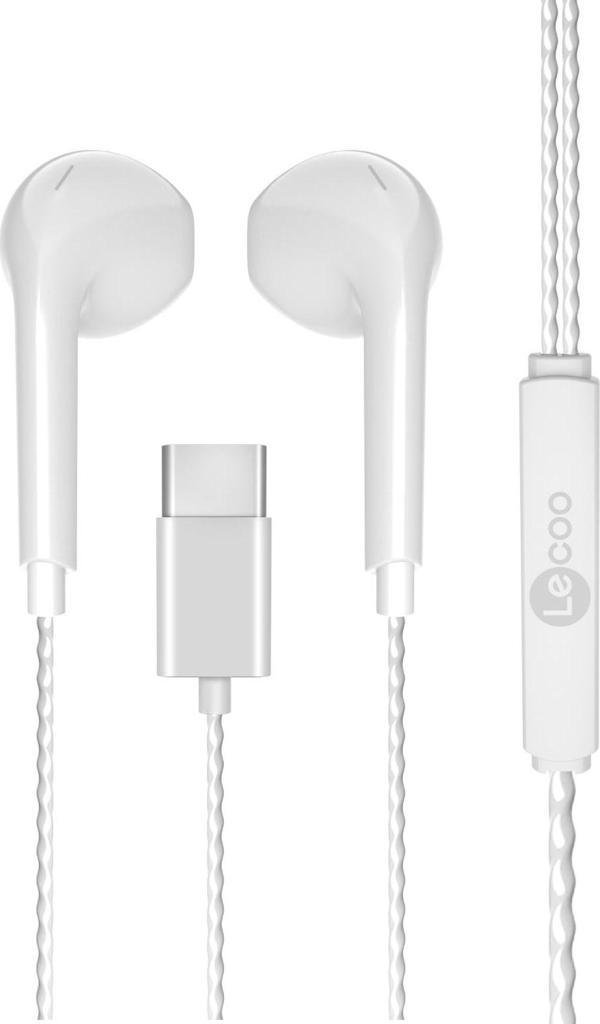 LENOVO LECOO EH104C-W Stereo Type-C Beyaz Kulak İçi Mikrofonlu Kulaklık - Image 1