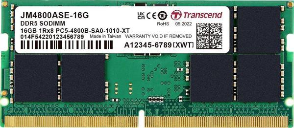 TRANSCEND 16GB DDR5 4800MHZ CL22 NOTEBOOK RAM VALUE JM4800ASE-16G - Image 1