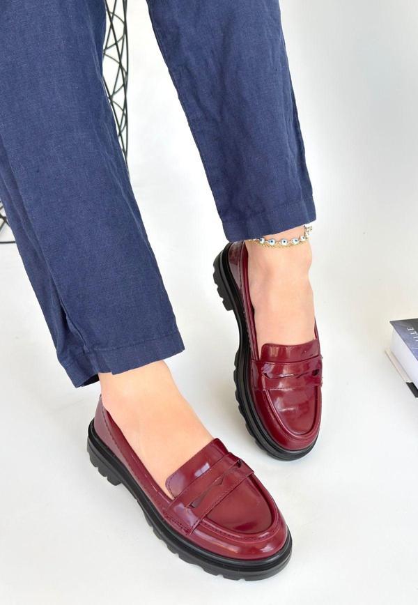 Narli Bordo Rugan Oxford Ayakkabı - Image 1