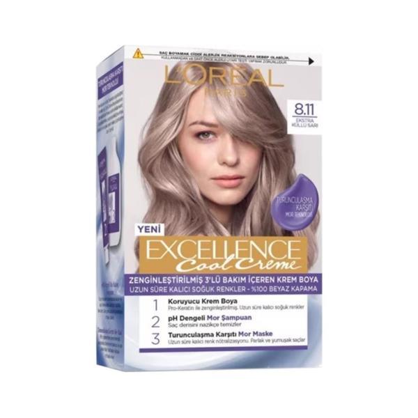 L'Oréal Paris Loreal Paris Excellence Cool Creme 8.11 Ekstra Küllü Sarı Saç Boyası - Image 1