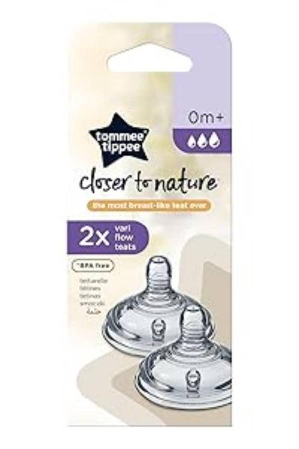 Tommee Tippee Closer To Nature Slow Flow Teats 0M+, 2Pcs - Image 1