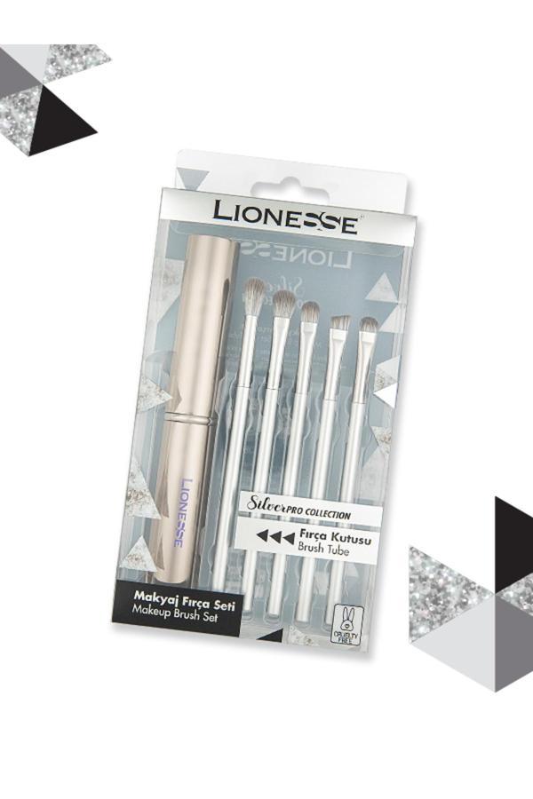 Lionesse Silver Pro Collection 5'Li Göz Makyaj Fırça Seti 5142 - Saklama & Taşıma Kutusu İle - Image 1