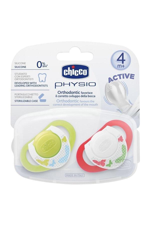 Chicco Physio Orthodontic Silikon Emzik Kutulu 4M+ 2Li Yeşil - Image 1