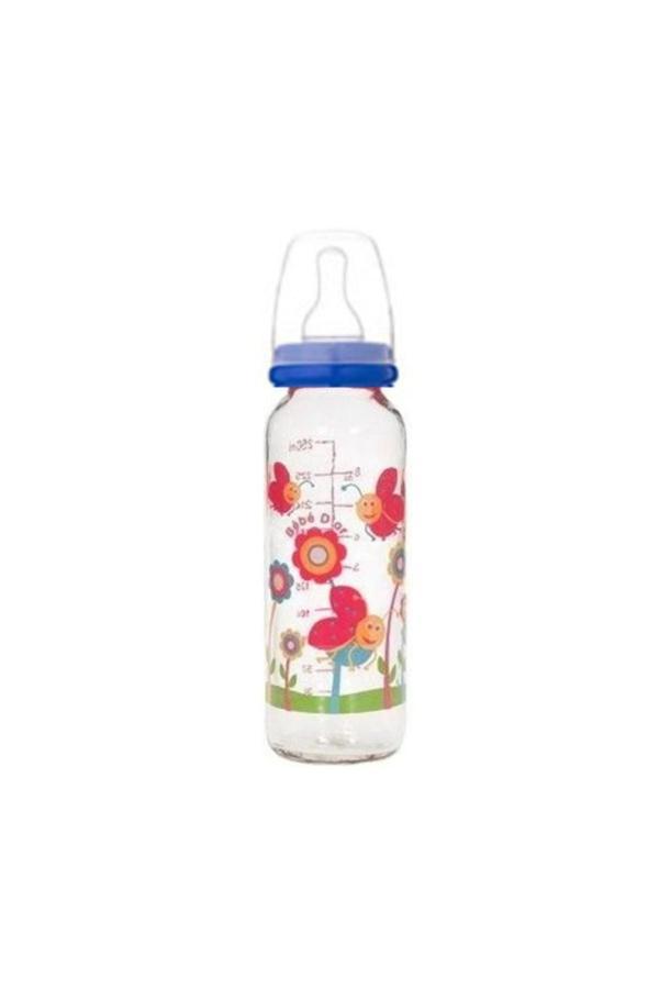 Bebedor 31302 Desenli Cam Biberon 250 Ml - Mavi Kapaklı Uğur Böceği - Image 1