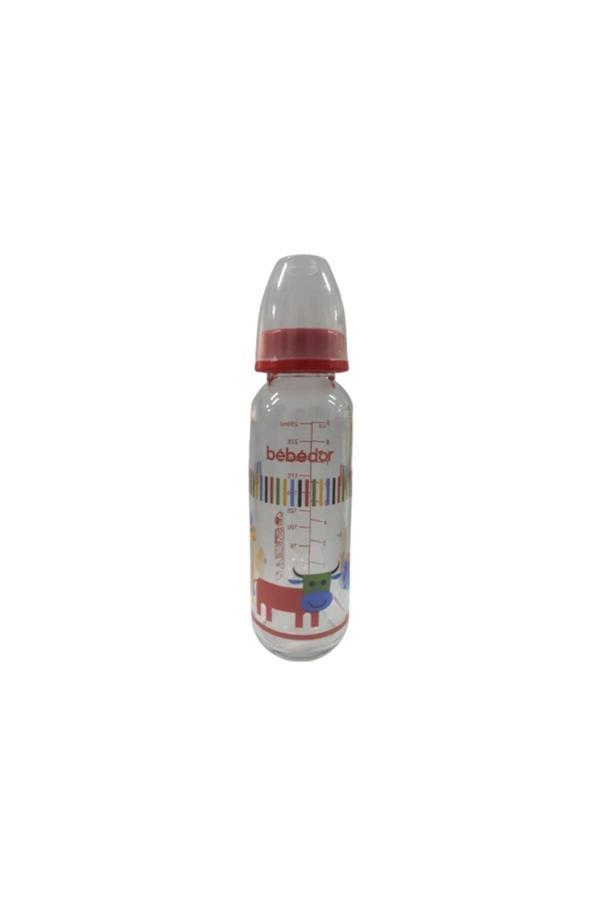 Bebedor 31302 Desenli Cam Biberon 250 Ml - Kırmızı Renkli - Image 1