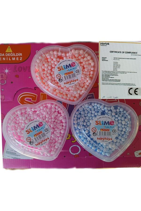 Lrs Store Özel Kalpli Kutu 3X200 Gr Slime Ele Yapışmayan Köpüklü Slaym Seti Sertifikalı - Image 1