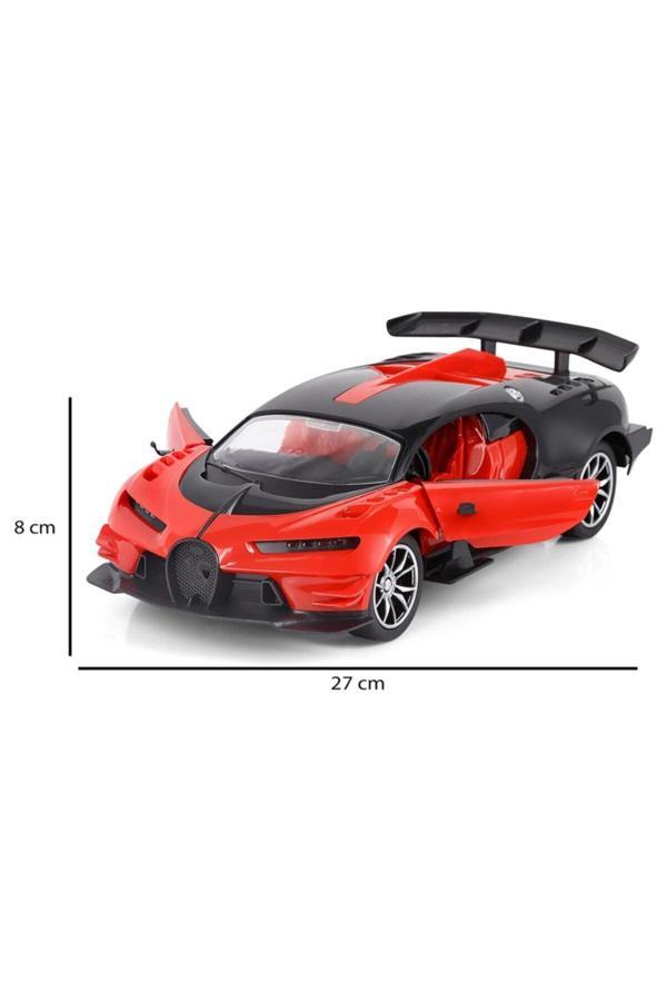 Lrs Store Uzaktan Kumandalı Şarjlı Araba Bugatti Kırmızı Kapıları Kumandayla Açılabilir Büyük Boy 27 Cm - Image 1