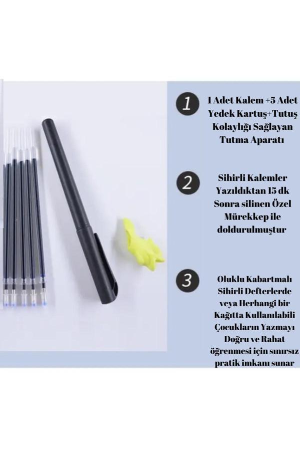 Lrs Store Kendiliğinden Silinen Kalem Seti 1 Kalem+5 Yedek Kartuş+1 Tutucu Sihirli Yaz Silinsin Set Kalemi - Image 1