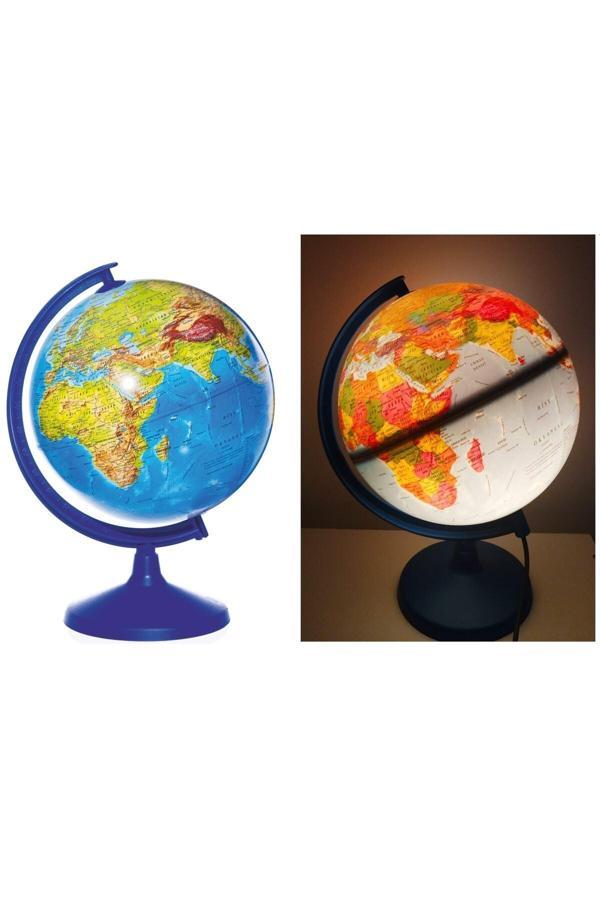 Lrs Store Işıklı Dünya Küresi Hem Fiziki Hem Siyasi Yazılabilir 26 Cm Caplı Eğitici Harita - Image 1