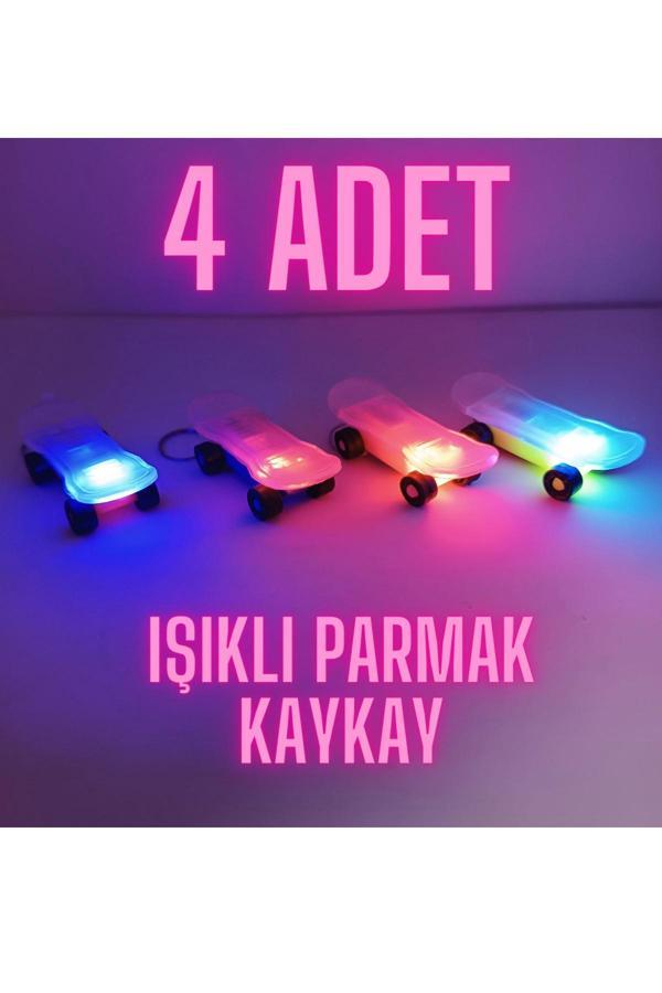 Lrs Store 4 Adet Işıklı Parmak Kaykay Anahtarlık Disko Işıklı Parmak Kaykayı Finger Skateboard - Image 1