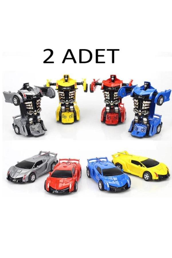 Lrs Store 2 Adet Çarpınca Robot Olan Araba Transformers Car İttir Bırak Tek Tuşla Robota Dönüşen Araba - Image 1