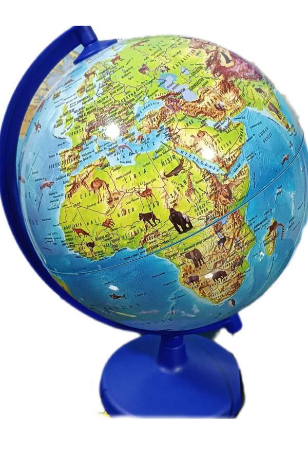 Lrs Store Dünya Küresi Işıksız Hayvan Figürlü 20 Cm Çap ,31 Cm Yükseklik Eğitici Dekoratif Yer Küre Atlas - Image 1