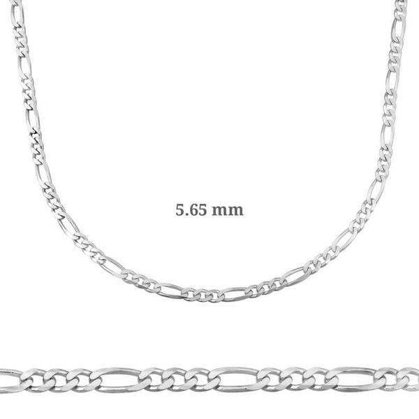 5.65 mm Gümüş Figaro Zincir - 160 mikron SL3347 - Image 1