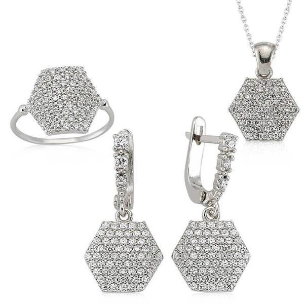 Gümüş Altıgen Bayan Set SL2293 - Image 1