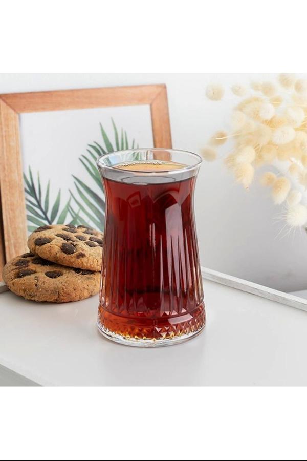 Elegance Desenli Cam Çay Bardağı Seti 150 ml 6'lı Royaleks-81310 - Image 1