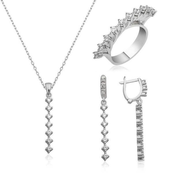 Gümüş Sıra Taşlı Bayan Set SL2247 - Image 1