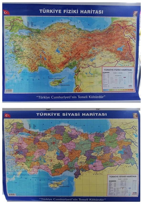 Lrs Store Türkiye Haritası Siyasi Ve Fiziki Çift Taraflı Çıtalı 50X70 Cm Eğitici Harita - Image 1