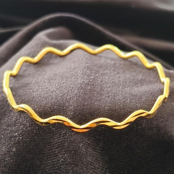 925 Ayar Gümüş Zikzak Model Gold Ajda Bilezik SL9801 - Image 1