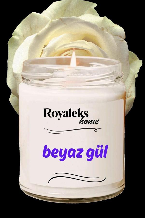 Doğal Özel Seri Kokulu Dekoratif Kavanoz Mum 210 cc - Beyaz Gül - RYL - Image 1