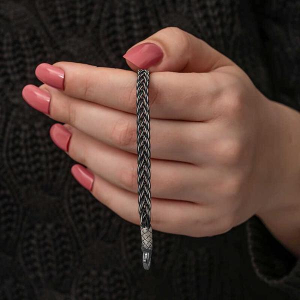 Gümüş Kazaziye Örgü Bileklik  SL7306 - Image 1