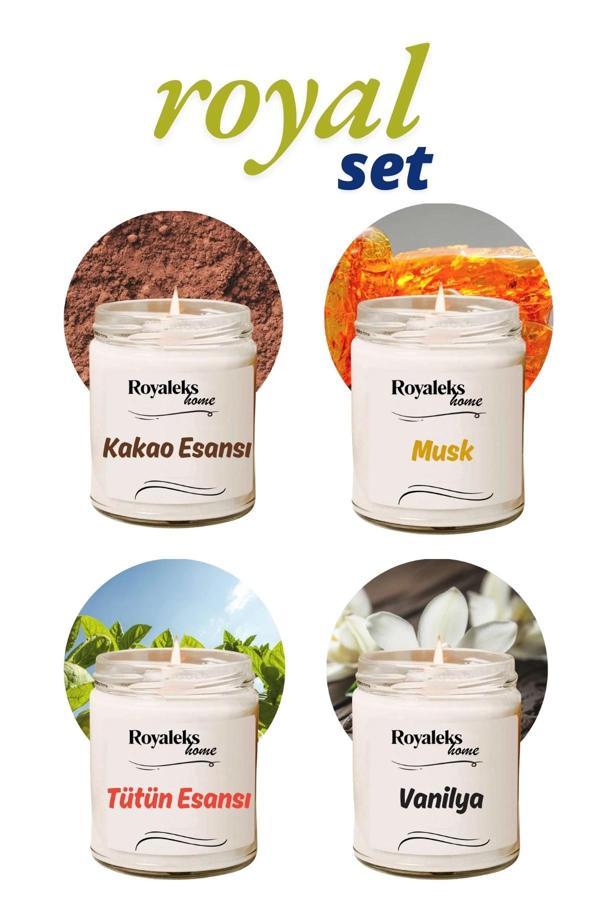 4 Adet Doğal Özel Seri Kokulu Dekoratif Kavanoz Mum 4X210 cc - Royal Set - RYL - Image 1