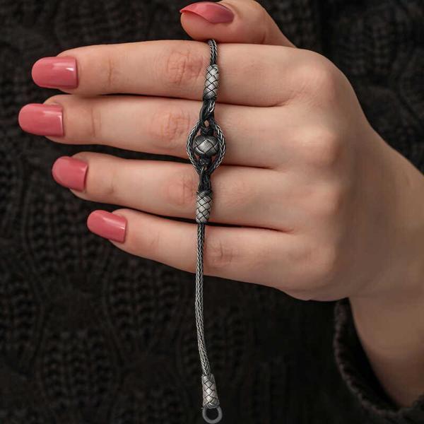 Gümüş Kazaziye Örgü Bileklik  SL7301 - Image 1