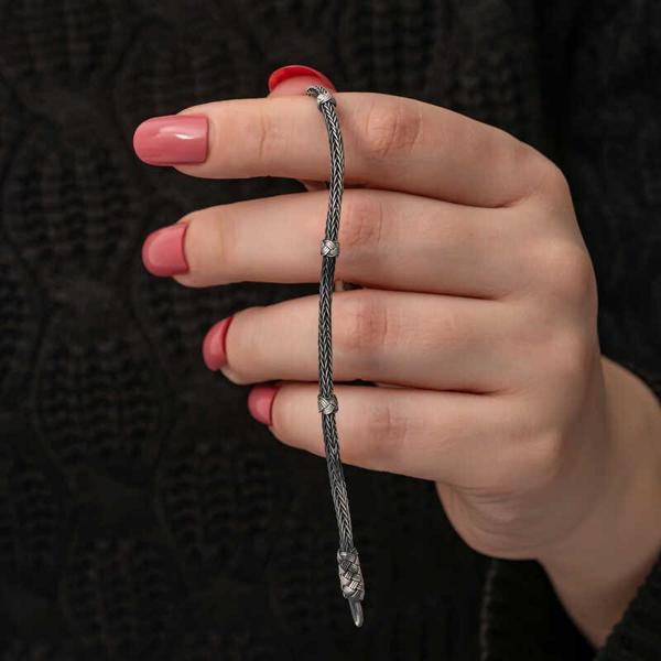 Gümüş Kazaziye Örgü Bileklik  SL7302 - Image 1