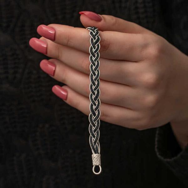 Gümüş Kazaziye Örgü Bileklik  SL7303 - Image 1