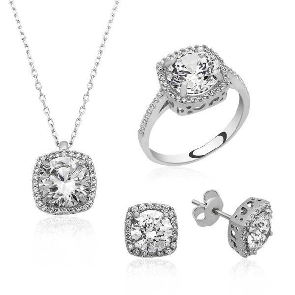 Gümüş Kare Montür Bayan Set SL2245 - Image 1