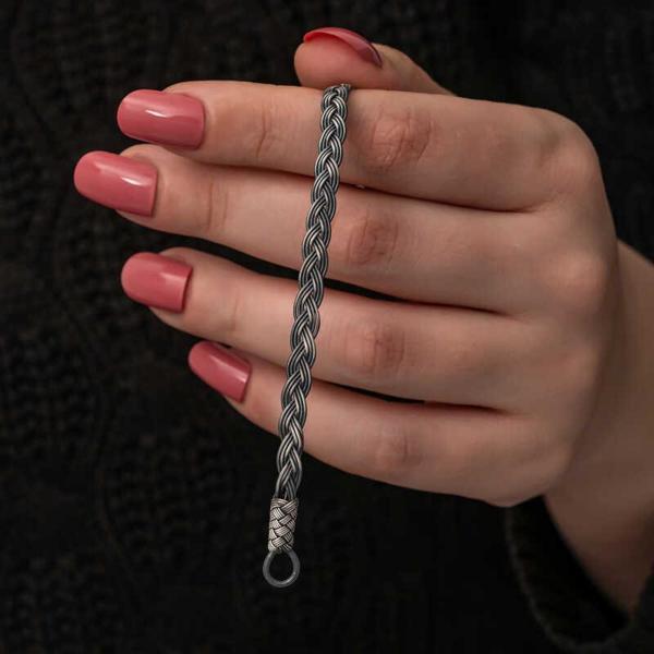 Gümüş Kazaziye Örgü Bileklik  SL7309 - Image 1
