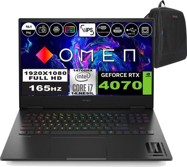 Hp Omen 16-WF1020NT Intel Core I7 14700HX 96GB Ddr5 Ram 2tb SSD + 2 Tb SSD 8gb RTX4070 16.1 Inç Fullhd 165HZ Windows 11 Pro Taşınabilir Bilgisayar 9J1Y9EAWP12 + Zetta Çanta - Image 1