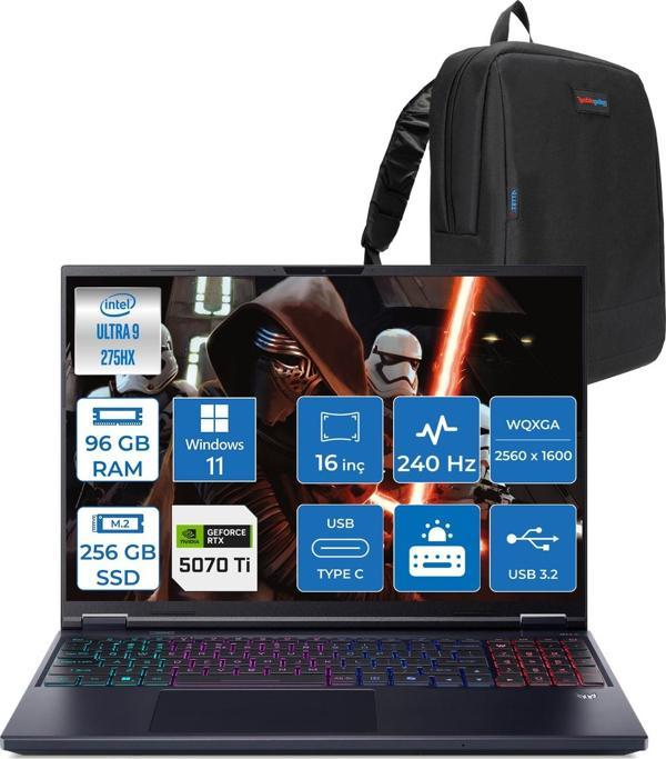 Acer Predator Helıos Neo 16 Aı Core™ Ultra 9 275HX 96GB Ddr5 256GB SSD 12GB/RTX5070Tİ/170W Gddr7 16inç Qhd+ 2560 x 1600 240Hz IPS WIN11HOME Gaming BILG.NHQX2EY002H26+ZETTAÇANTA - Image 1