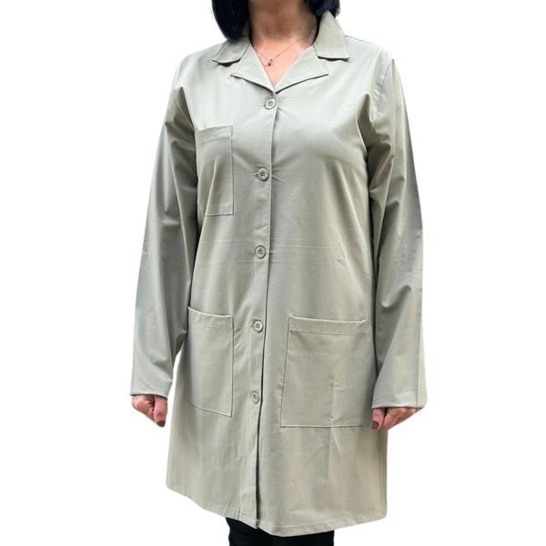 Formteks Kadın Doktor Önlüğü Apaj Yaka Bej - Image 1