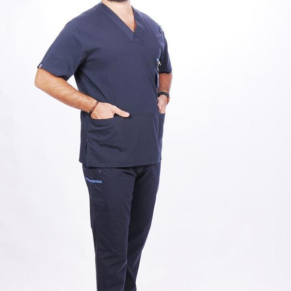 Formteks Bay Medikal Takım Likralı Terry Cotton Lacivert-İndigo Biyeli - Image 1