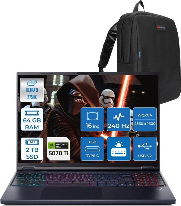 Acer Predator Helıos Neo 16 Aı Core™ Ultra 9 275HX 64GB Ddr5 2tb SSD 12GB/RTX5070Tİ/170W Gddr7 16inç Qhd+ 2560 x 1600 240Hz IPS Freedos Gaming BILG.NHQX2EY002F19+ZETTAÇANTA - Image 1