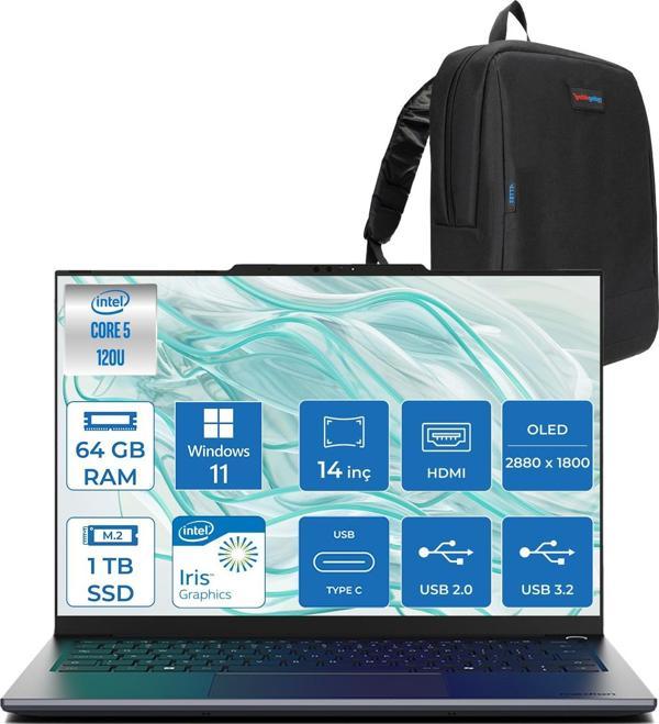 Medion Signium 14 S1 Intel Core 5 120U 64GB 1tb SSD 14" 400NIT OLED 2.8K(2880X1800) Windows 11 Home Taşınabilir Bilgisayar MD600002H33 + Zetta Çanta - Image 1