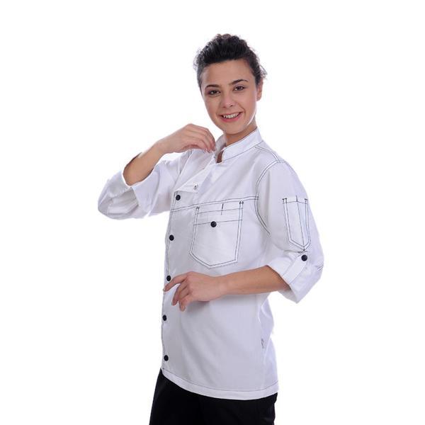 Formteks Unisex Aşçı Ceket Harman Gabardin Beyaz - Image 1