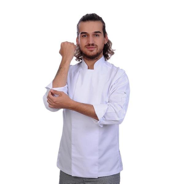 Formteks Unisex Aşçı Ceket Koltuk Altı Fileli Beyaz - Image 1