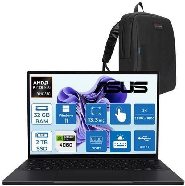 Asus Proart PX13 Ryzen Aı 9 Hx 370 32GB Ddr5 2tb SSD 8GB/RTX4060 WIN11PRO 13.3" 3k OLED 60Hz 500NITS Dokunmatik Taşınabilir Bilgisayar HN7306WVP03 + Zettaçanta - Image 1