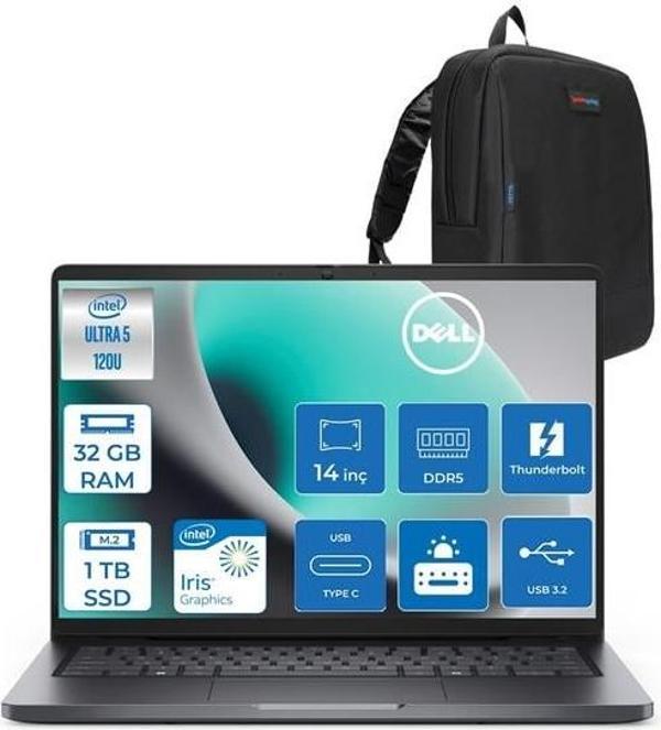 Dell Pro 14 Intel Core 5 120U 32GB Ddr5 1tb SSD Intel Graphics 14" Fhd+ IPS 300NITS Ubuntu Taşınabilir Bilgisayar PC14250C516520F10 + Zettaçanta - Image 1