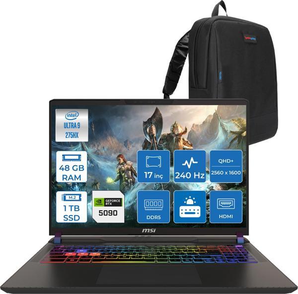 Msı Vector 17 Hx Aı A2XWJG-079TR Intel Core Ultra 9-275HX Aı 48GB 1tb SSD RTX5090/24GB 175W 17 Inç 2k Qhd+ 240Hz IPS Freedos Gaming Laptop ZM079TRF19+ZETTAÇANTA - Image 1