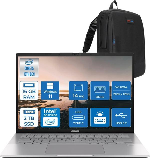 Asus Vivobook WS3407VA S14 Intel Core I5 13420H-16GB Ddr5-2tb Ssd-14" Wuxga IPS 300NITS WIN11PRO Taşınabilir Bilgisayar ZLY045H04+ZETTAÇANTA - Image 1